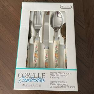 Vintage Corelle Coordinates Abundance Flatware Set 20 Piece Regent Sheffield NOS